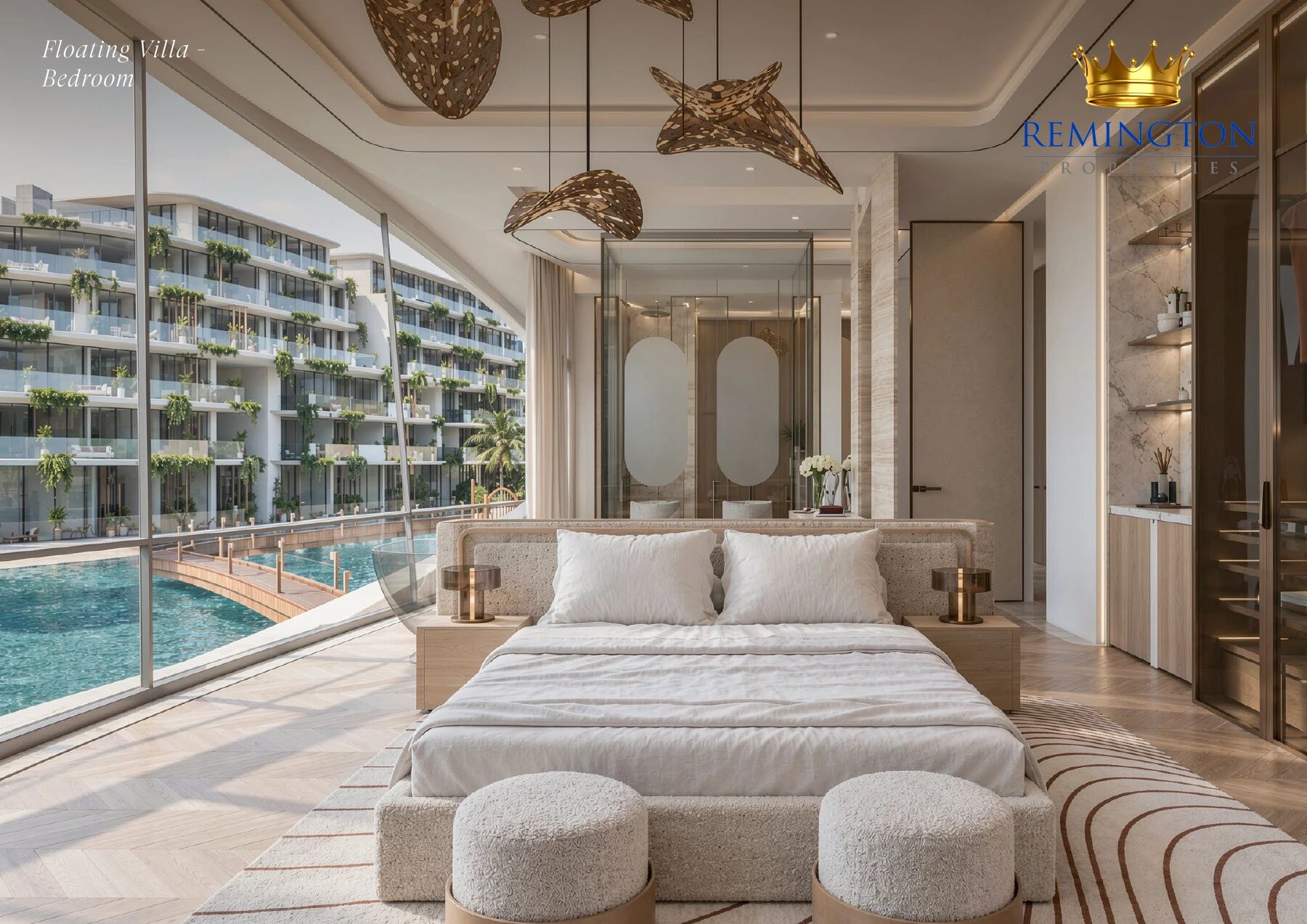 Floating villa bedroom at Samana Collecta