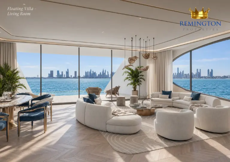 Floating villa living room at Samana Collecta