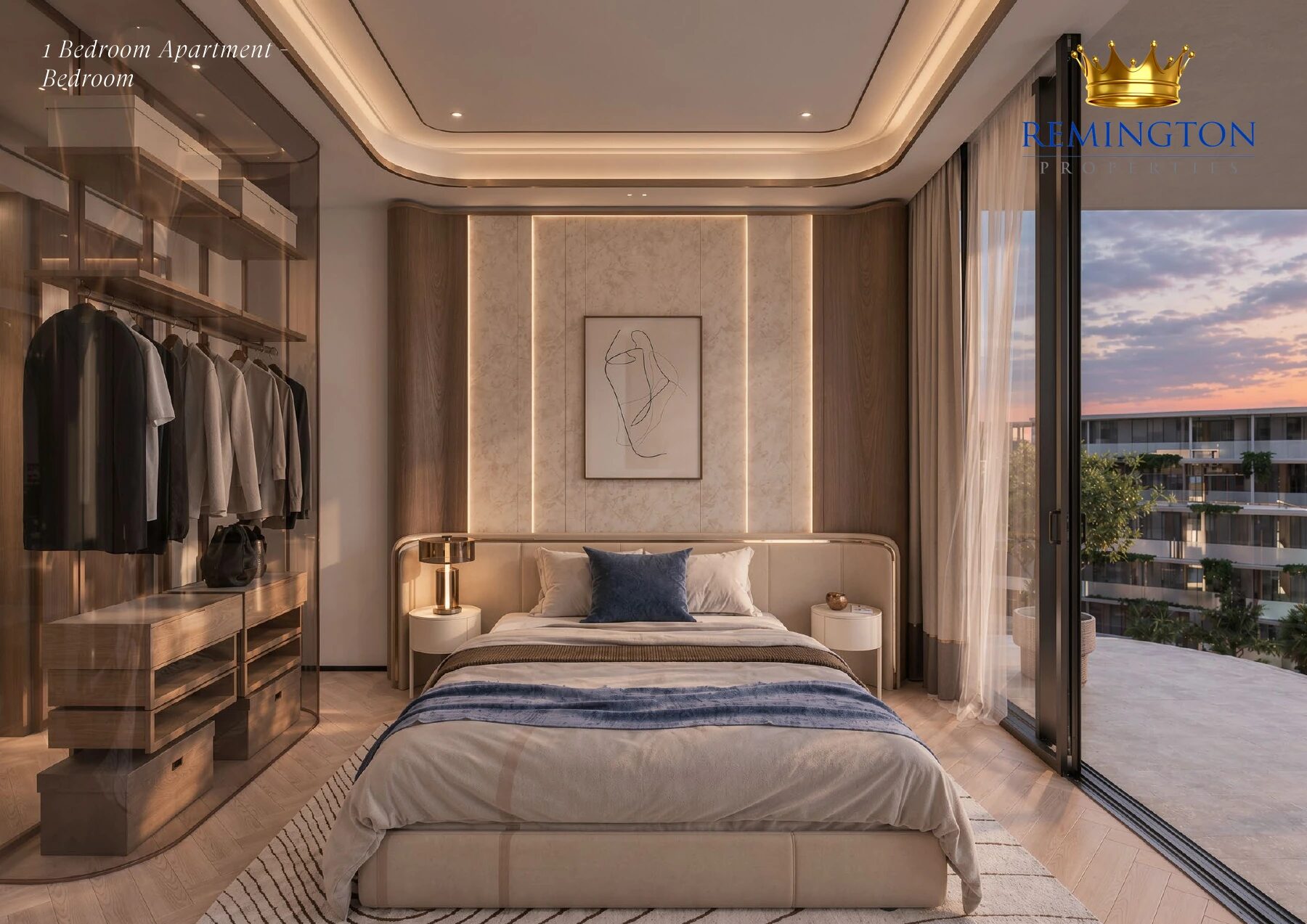 One-bedroom apartment bedroom at Samana Collecta