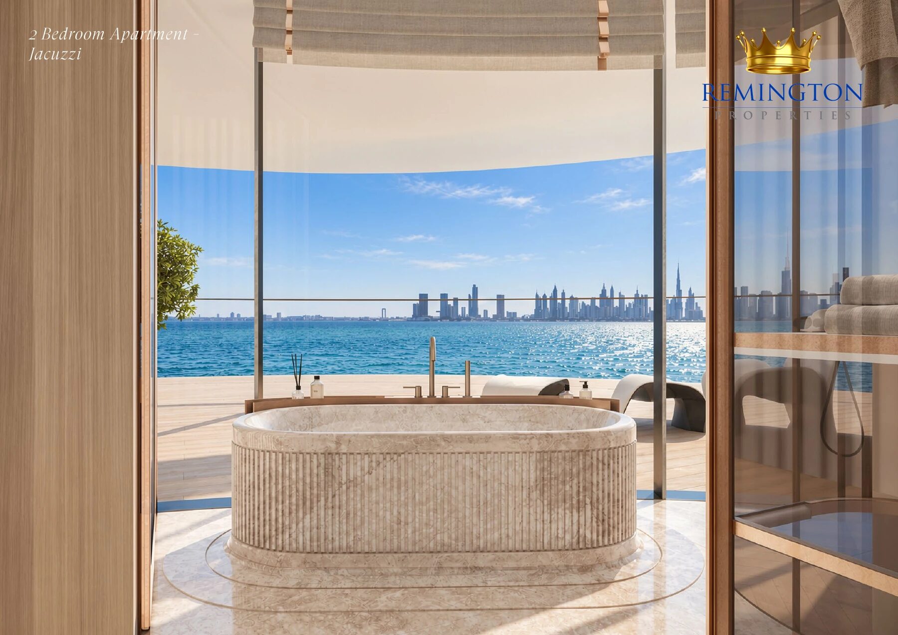Two-bedroom apartment balcony with jacuzzi at Samana Collecta