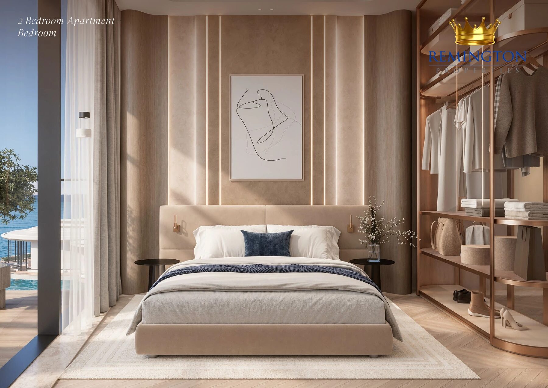 Two-bedroom apartment bedroom at Samana Collecta