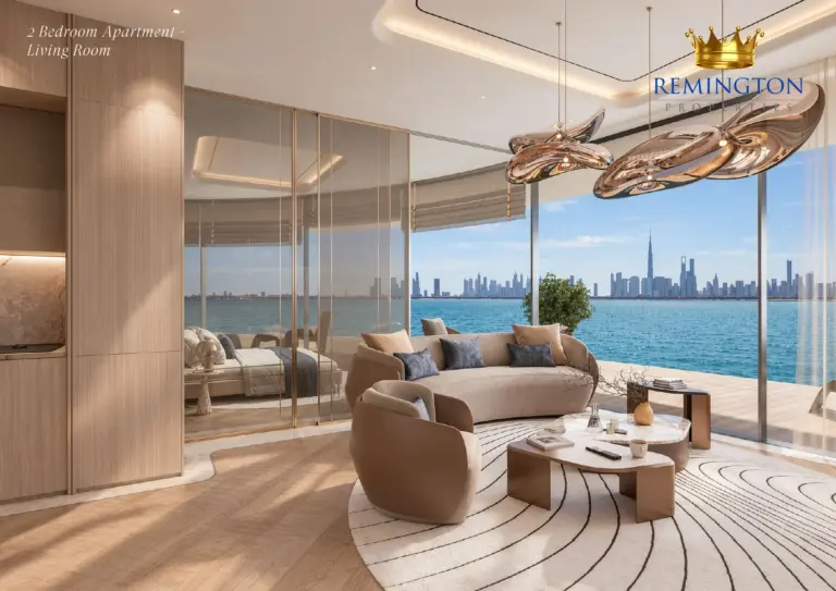 Two-bedroom apartment living room at Samana Collecta