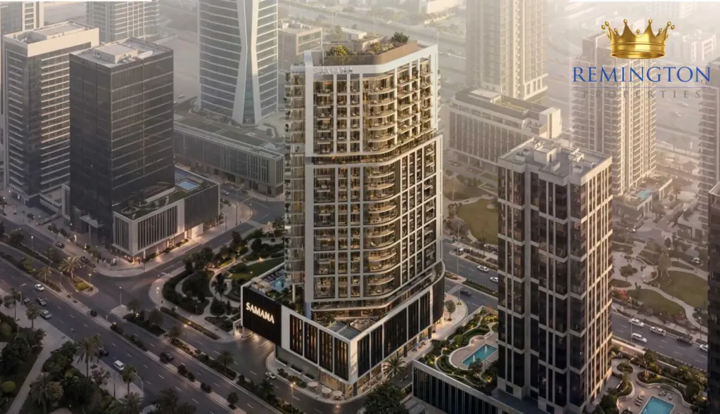 Elevated view of SAMANA Downtown One and surrounding towers.