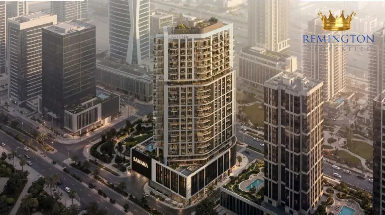 Elevated view of SAMANA Downtown One and surrounding towers.