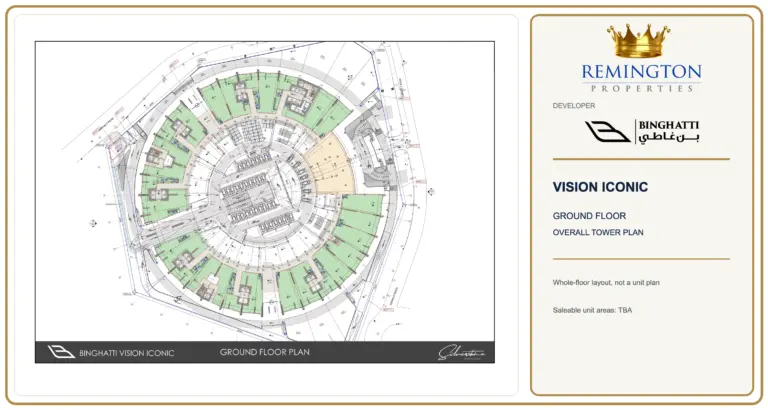Overall ground-floor tower plan for Vision Iconic showing the complete floor layout, unit outlines and site boundary